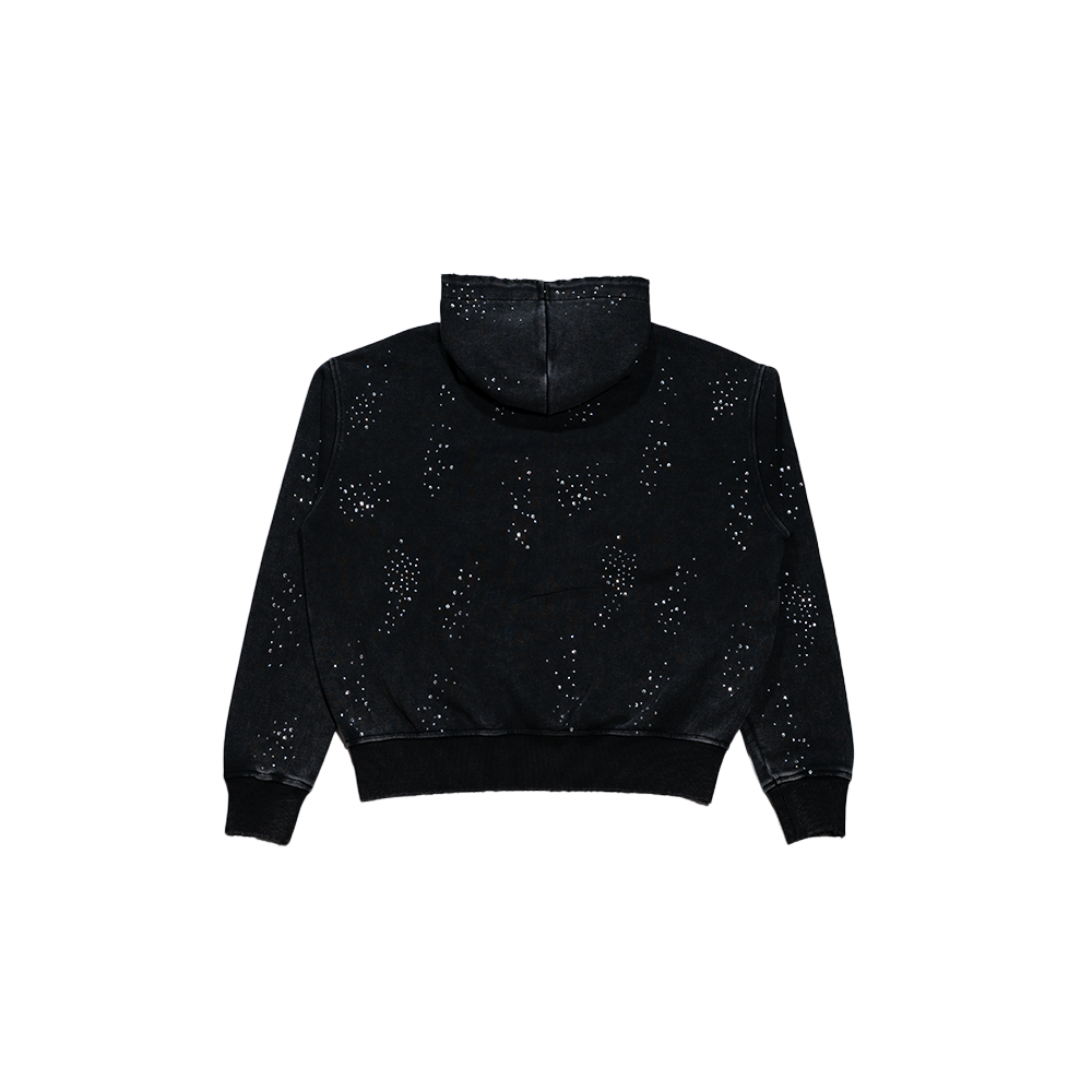 Washed Black Rhinestone Hoodie
