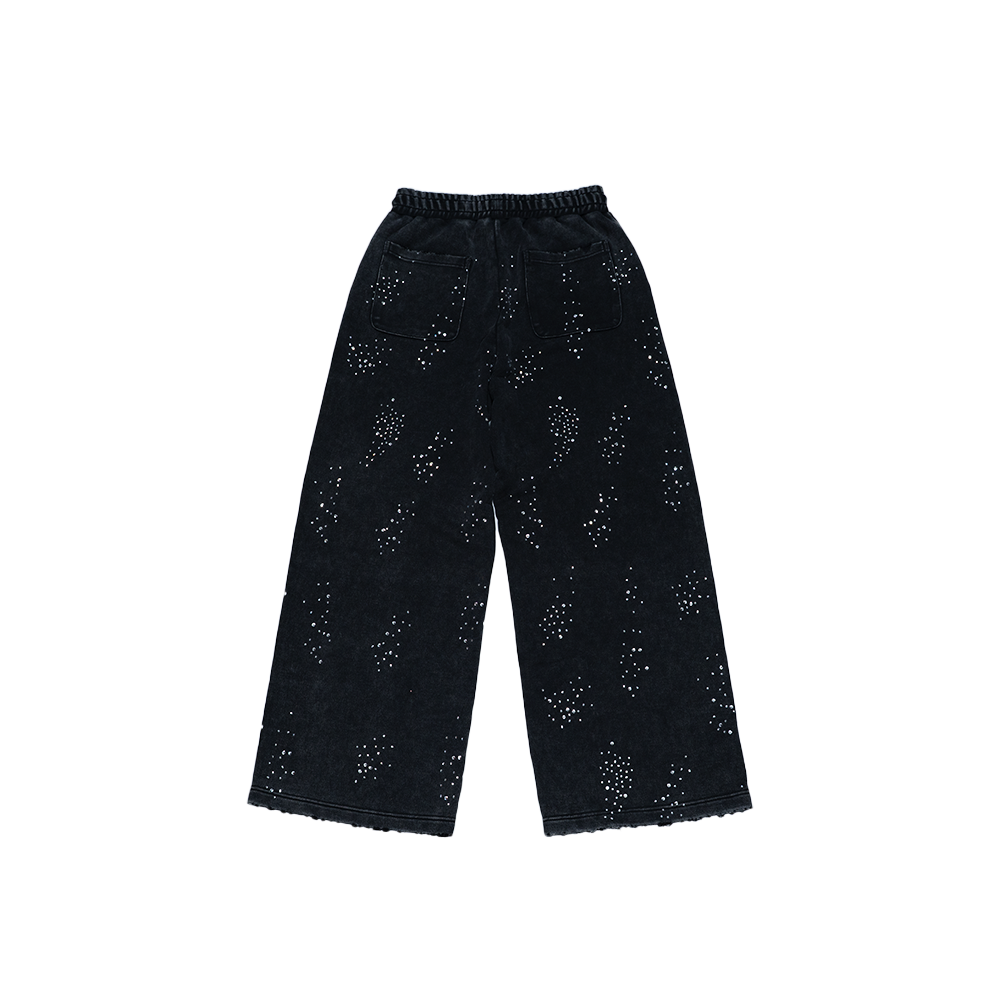 Washed Black Rhinestone Sweatpants