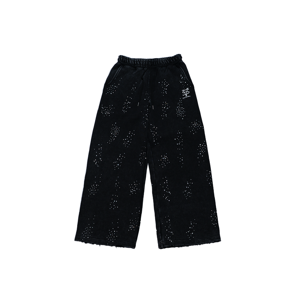 Washed Black Rhinestone Sweatpants