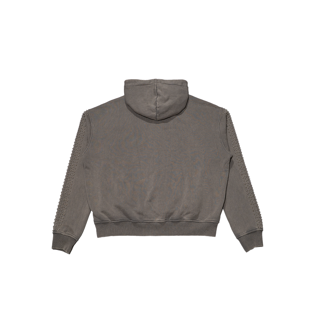 Rivet Track Zip Hoodie - Grey